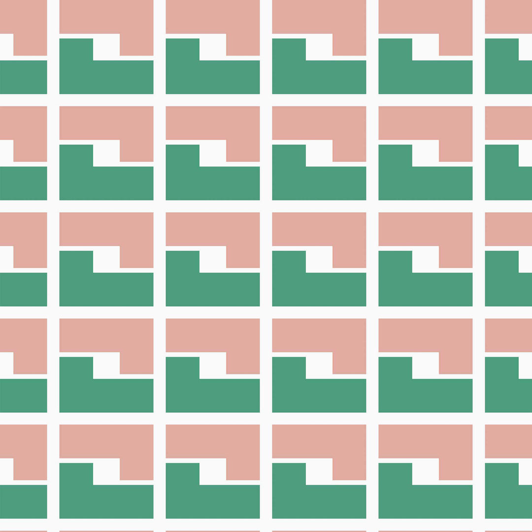 Sample of L7 Wallpaper in Deep Mint and Punch Pink