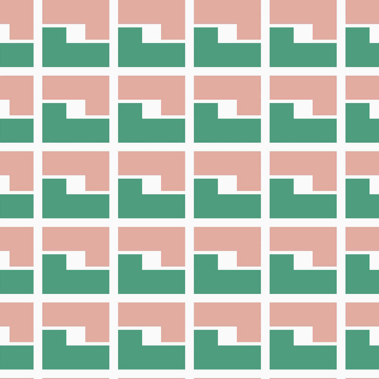 Sample of L7 Wallpaper in Deep Mint and Punch Pink