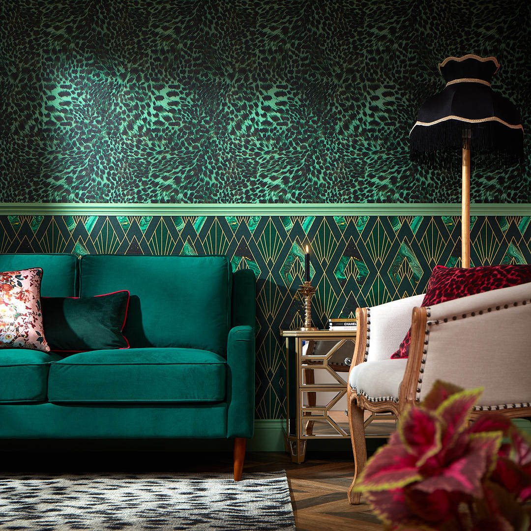 Wallpaper By Mind The Gap | Gramercy Emerld wallpaper |luxury Art Deco  Style Pattern Wallpaper
