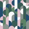 Retro Bauhaus-Style Wallpaper in Pink, Blue and Green