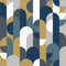 Retro Bauhaus-Style Wallpaper in Navy Blush and Mustards