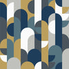 Sample of 1919 Wallpaper in Navy and Mustards