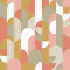 Sample of 1919 Wallpaper in Coral Blush and Mustards