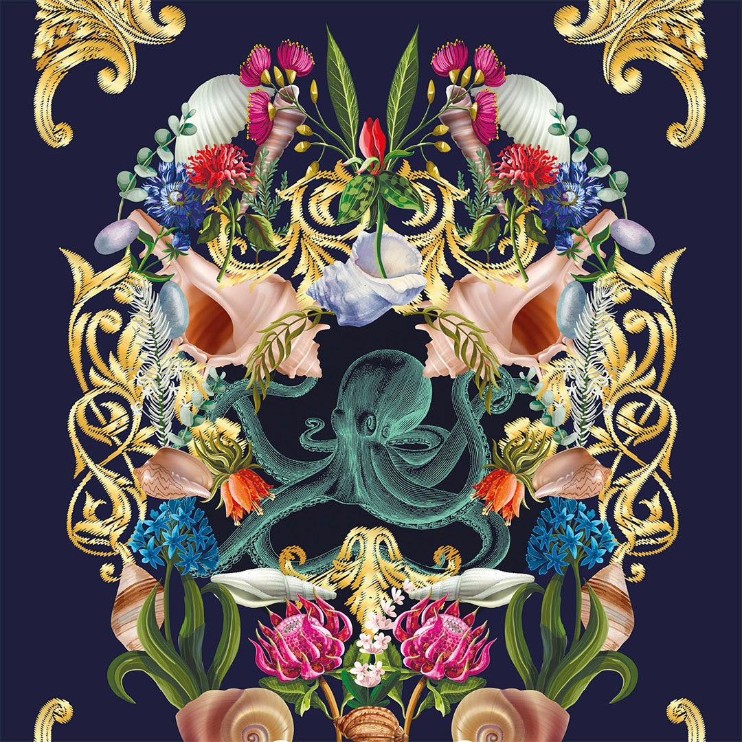 Sample of Treasure Chest Wallpaper in Deep Ocean Navy