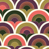Sample of Groovy Baby Wallpaper in Mulberry, Coral, Emerald and Military Green