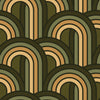 Sample of Keep on Rollin' Wallpaper in Olive Green, Avocado and Harvest Gold