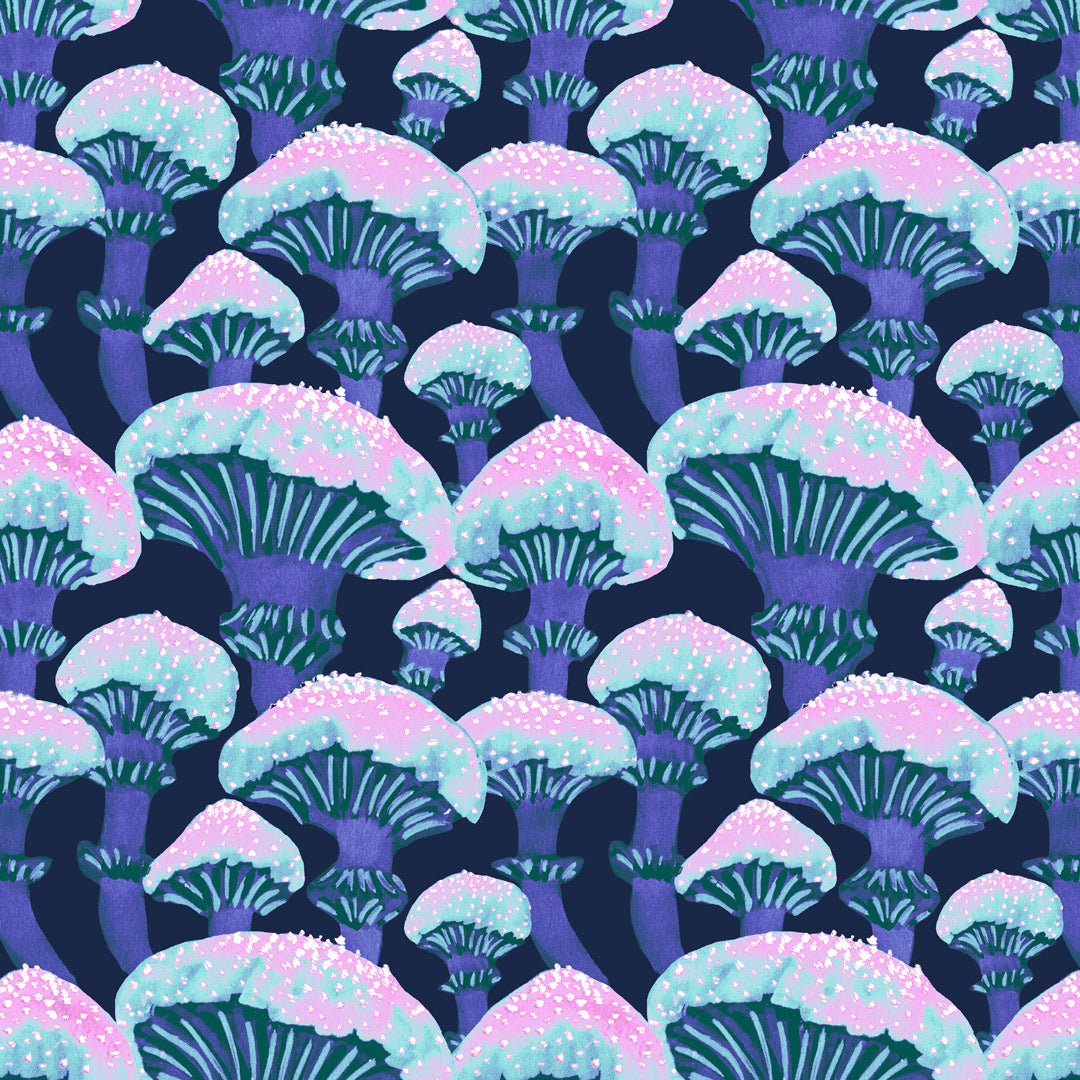 Fun Guy Wallpaper in Midnight Navy, Sky Blue and Pink