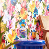 Vacay Vibes Wallpaper in Tropical Orange, Ocean Blue and Flamingo Pink