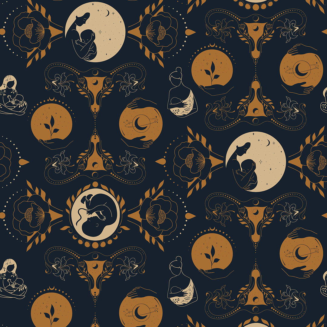Sample of Freyja Wallpaper in Navy and Gold