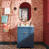Carpe Diem Wallpaper in Pink, Red and Ivory