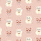 Sample of Lucky Cat Wallpaper in Dusty Pink, Red and Ivory