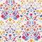 Sample of Forget Me Not Wallpaper in Citrus, Fuschia and Cobalt Blue