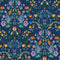 Forget Me Not Wallpaper in Navy, Pansy Purple, Fern and Citrus
