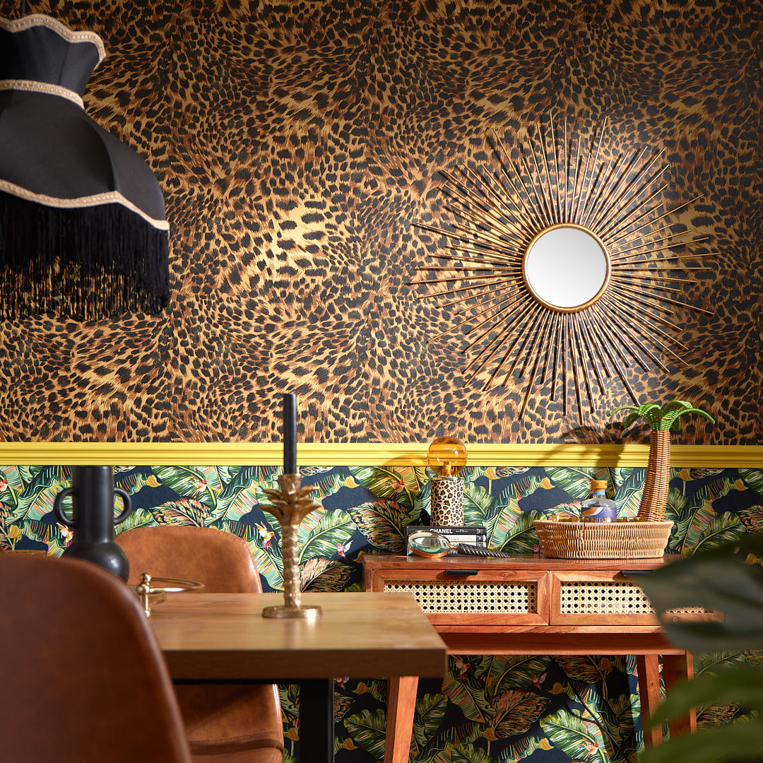 Lady Leopard Wallpaper in Authentic Brown and Black