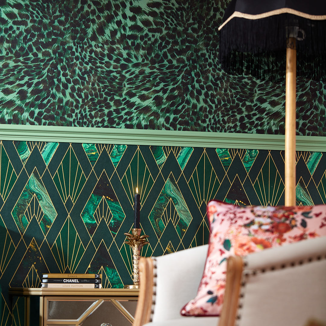 Lady Leopard Wallpaper in Emerald – Lust Home