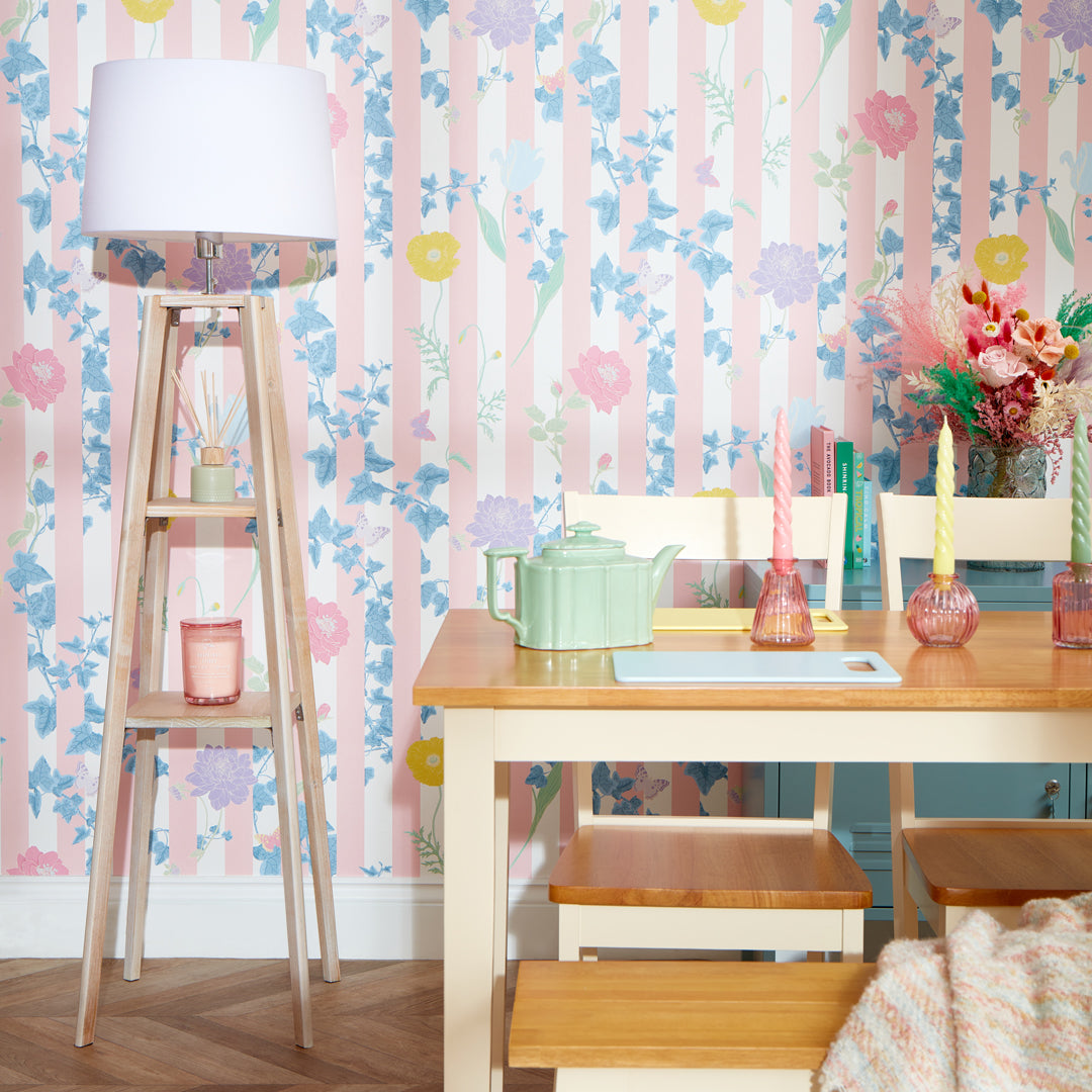 Secret Garden Wallpaper in Bubblegum with Pastels