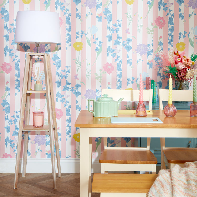 Secret Garden Wallpaper in Bubblegum with Pastels