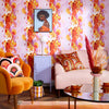 Mesmerised Wallpaper in Lilac, Tangerine and Golden Yellow