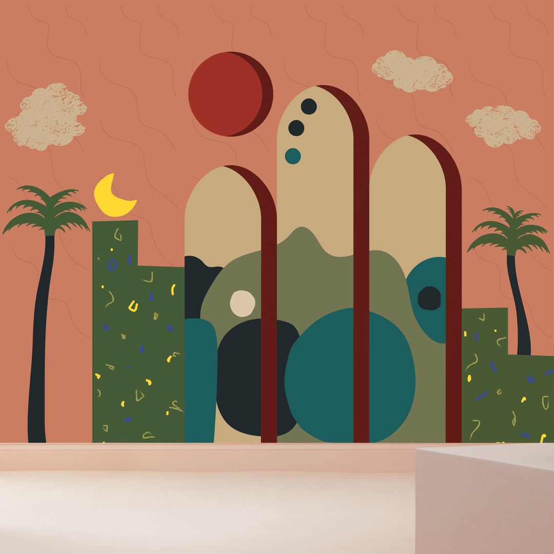 Dusk Mural in Tuscan Rooftop