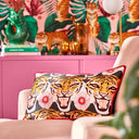Tigerlily Cushion in Emerald Green, Pink and Orange