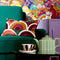 Groovy Baby Cushion in Mulberry, Coral, Emerald and Military Green