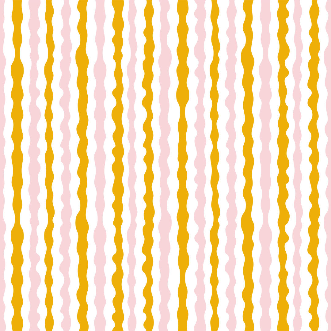 Sample of Get A Wiggle On Wallpaper in Mustard and Millennial Pink