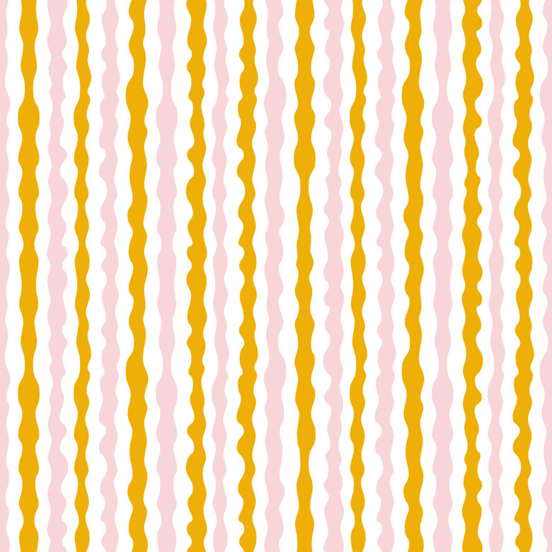 Sample of Get A Wiggle On Wallpaper in Mustard and Millennial Pink