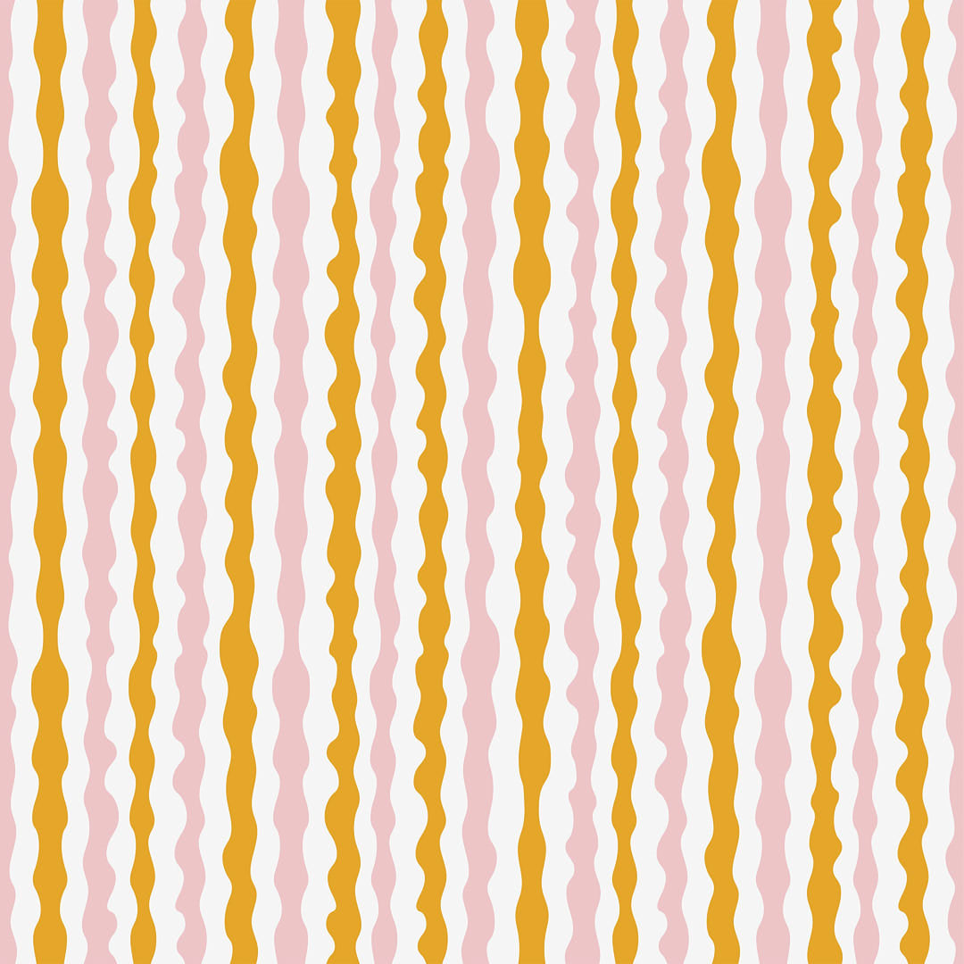 Get A Wiggle On Wallpaper in Mustard and Millennial Pink