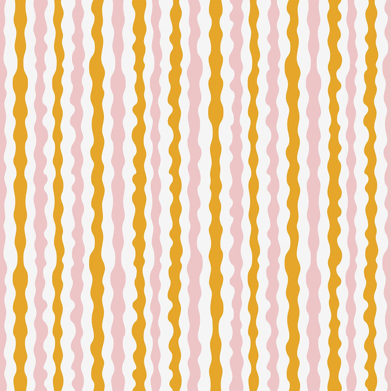 Get A Wiggle On Wallpaper in Mustard and Millennial Pink