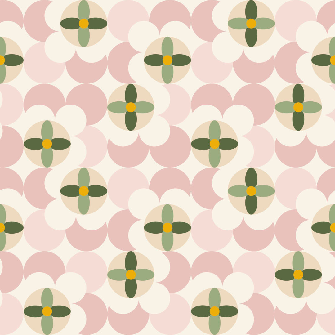 Sample of Day Dreamer Wallpaper in Vintage Pink and Olive on Gluten Free