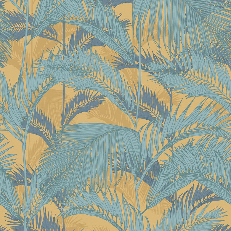 Sample of Miami Vibe Wallpaper in Vintage Blue on Barefoot in Bali