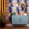 Sideboard and mirror navy coral reef wallpaper