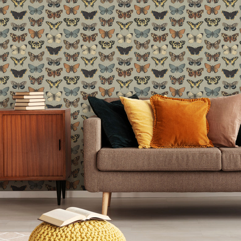Vintage Brown Butterfly Wallpaper