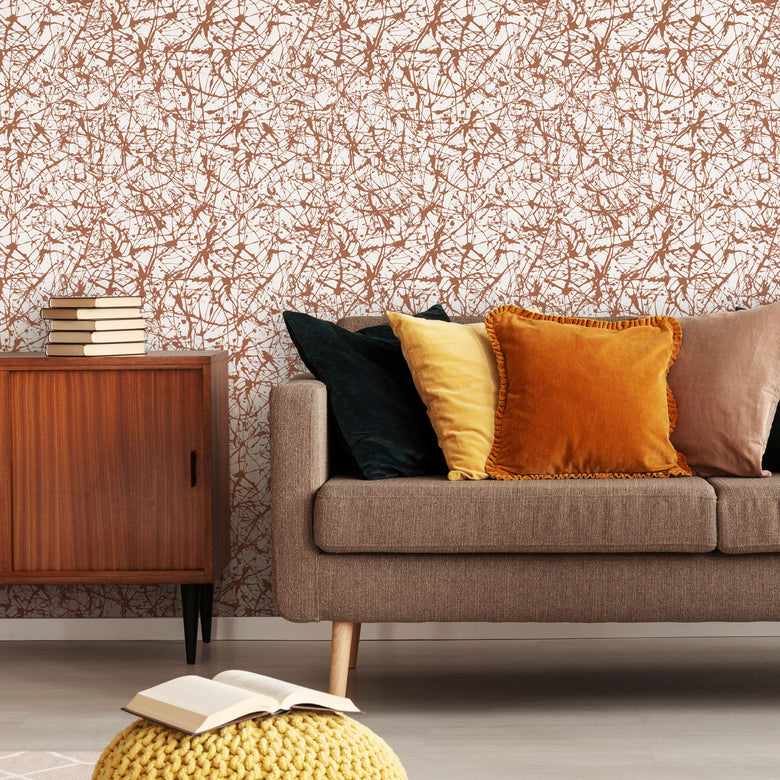 Terracotta Scribble Wallpaper