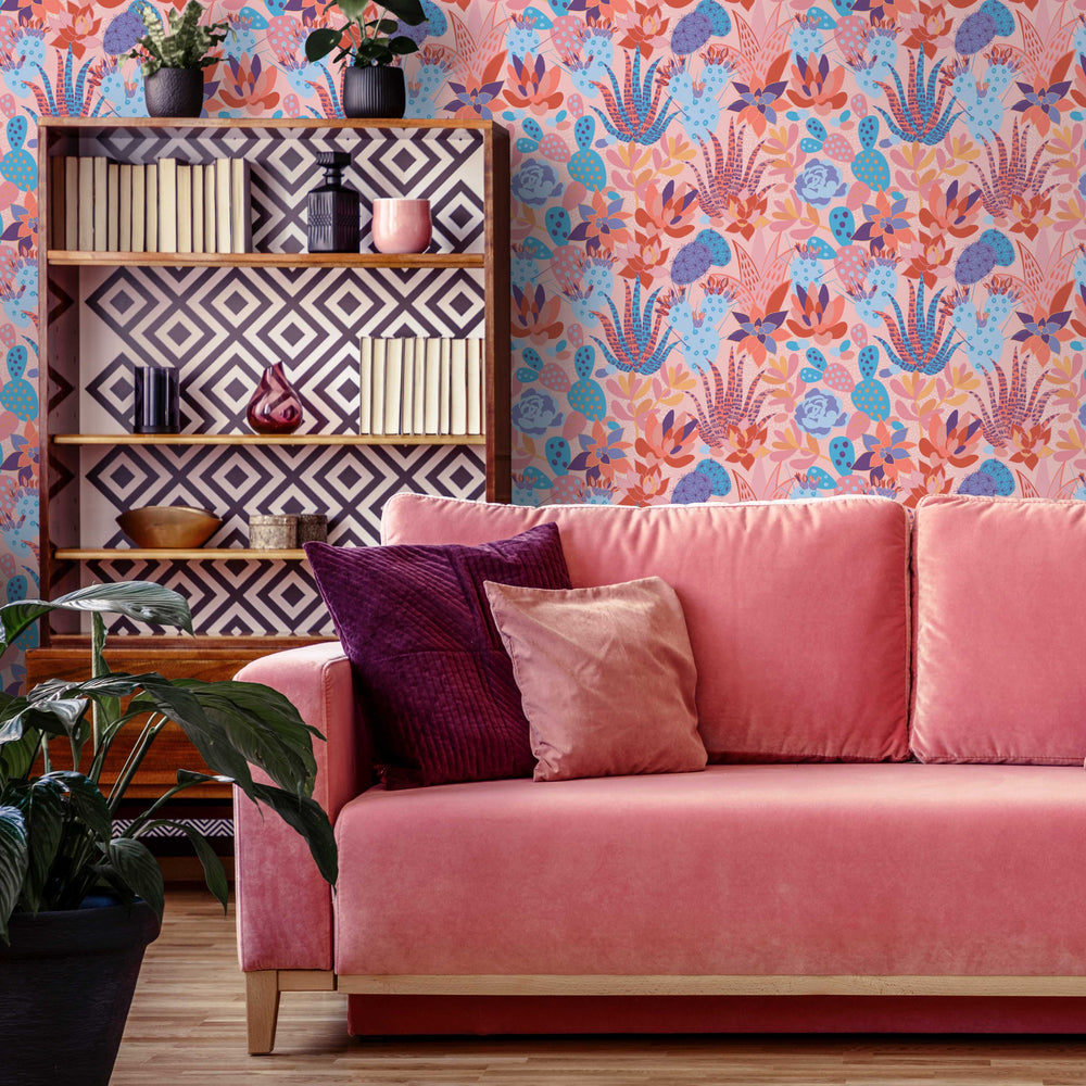 Plantopia Wallpaper In Powder Pink Peach Lust Home plantopia-wallpaper-in-powder-pink-peach-lust-home
