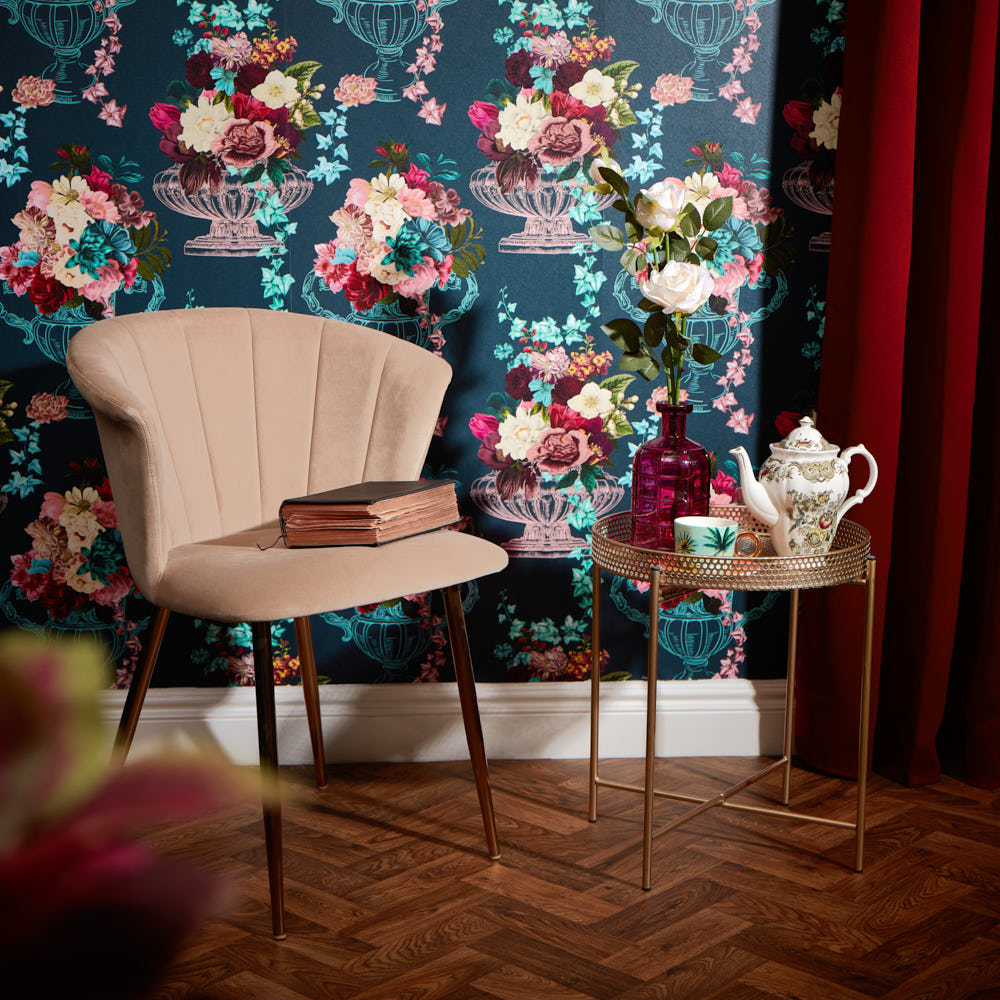 Night At The Mansion Wallpaper in Kingfisher Blue