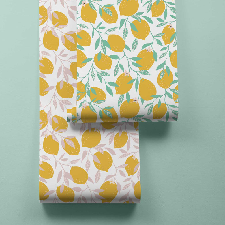 2 Wallpaper Rolls in Lemon Print