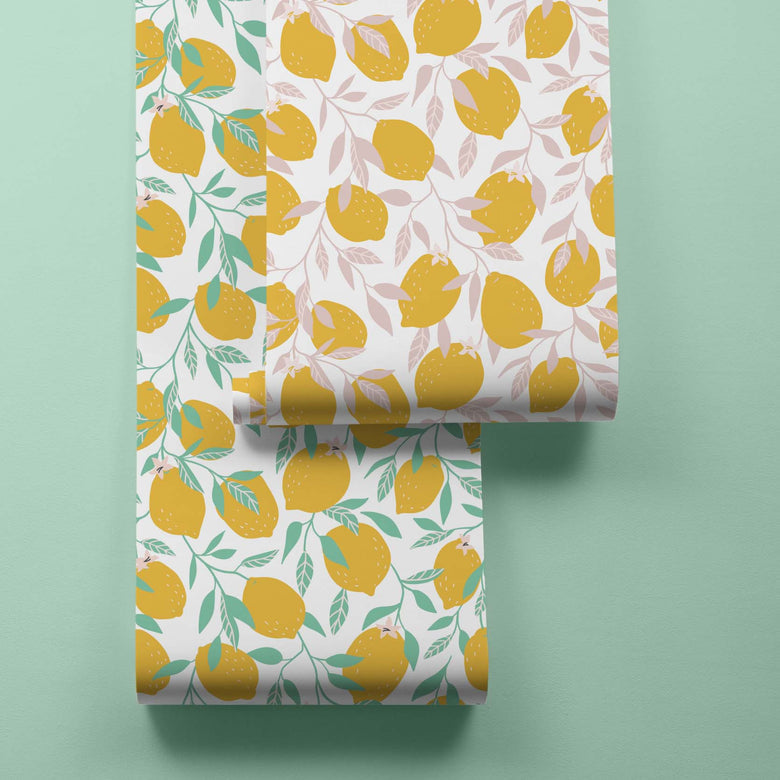 2 Rolls of Lemon Print Wallpaper
