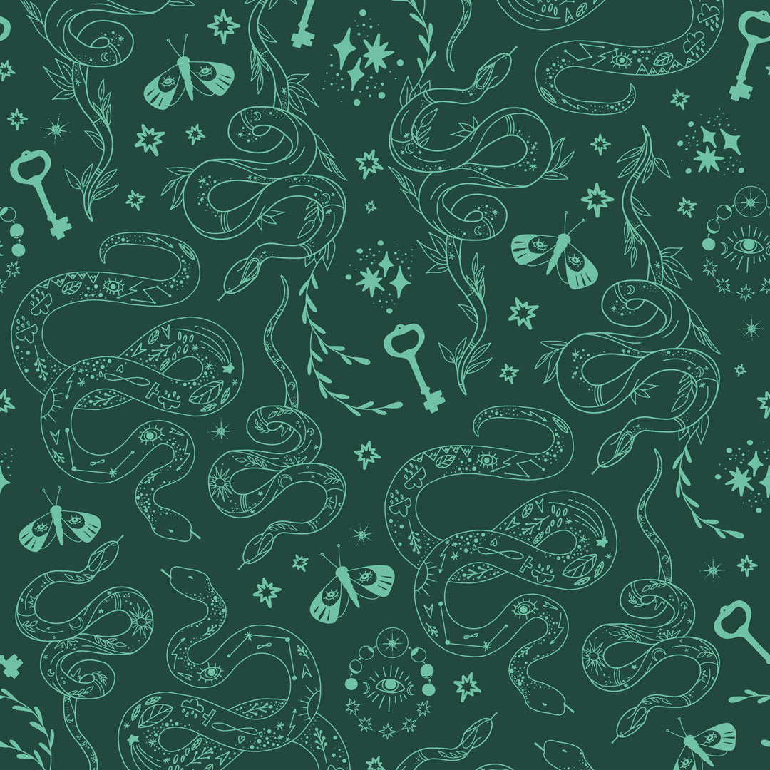 Sample of Medusa Wallpaper in Green Ink and Colourfornia