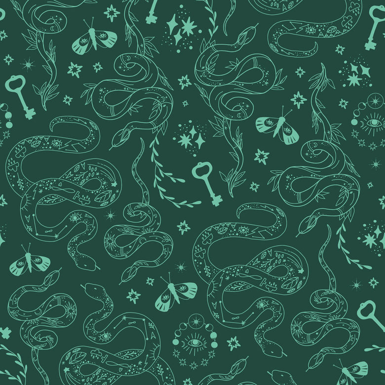 Sample of Medusa Wallpaper in Green Ink and Colourfornia