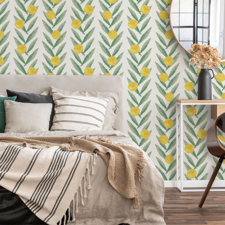 Lemon Wallpaper with Leaves