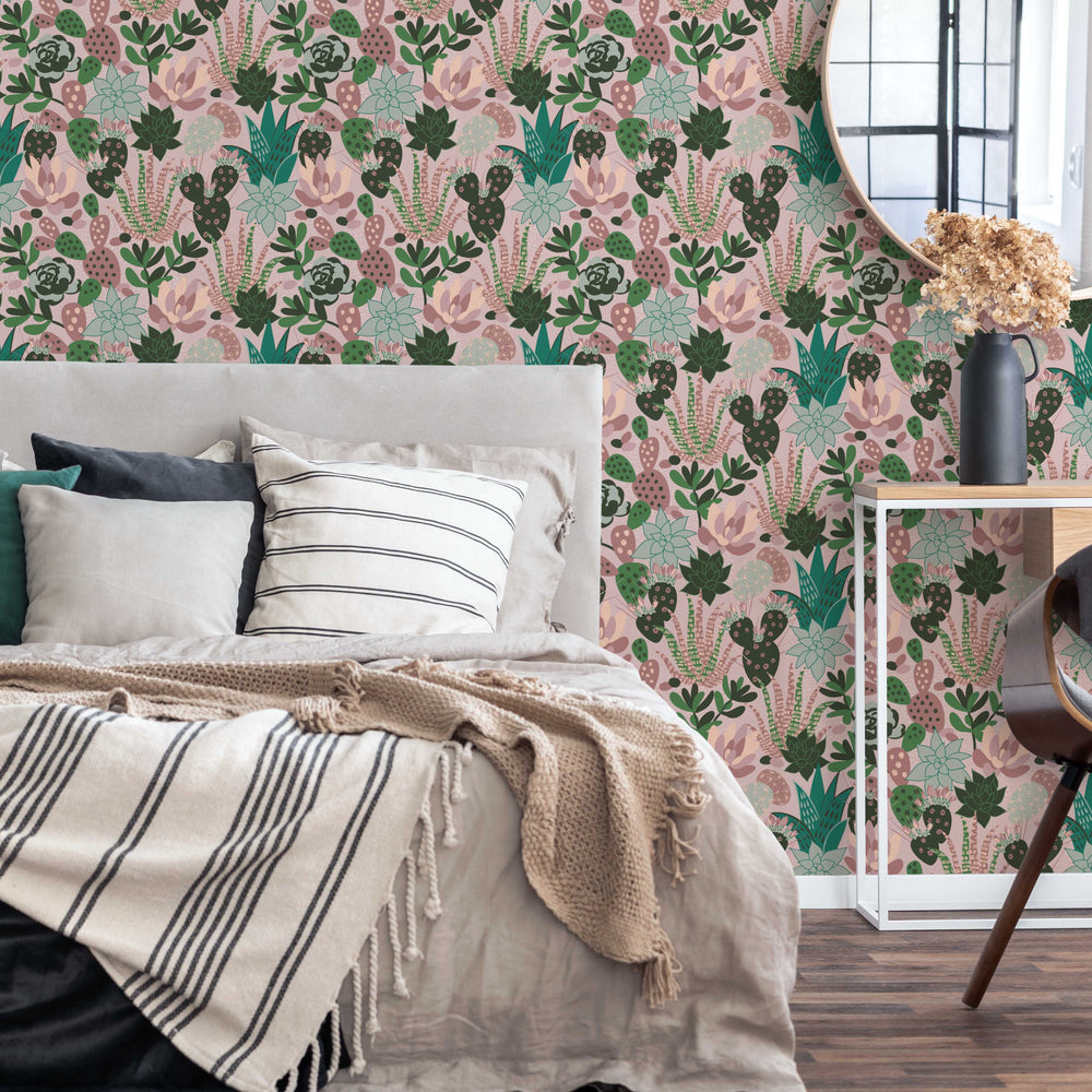Plantopia Wallpaper In Shades Of Blush And Green Lust Home plantopia-wallpaper-in-shades-of-blush-and-green-lust-home