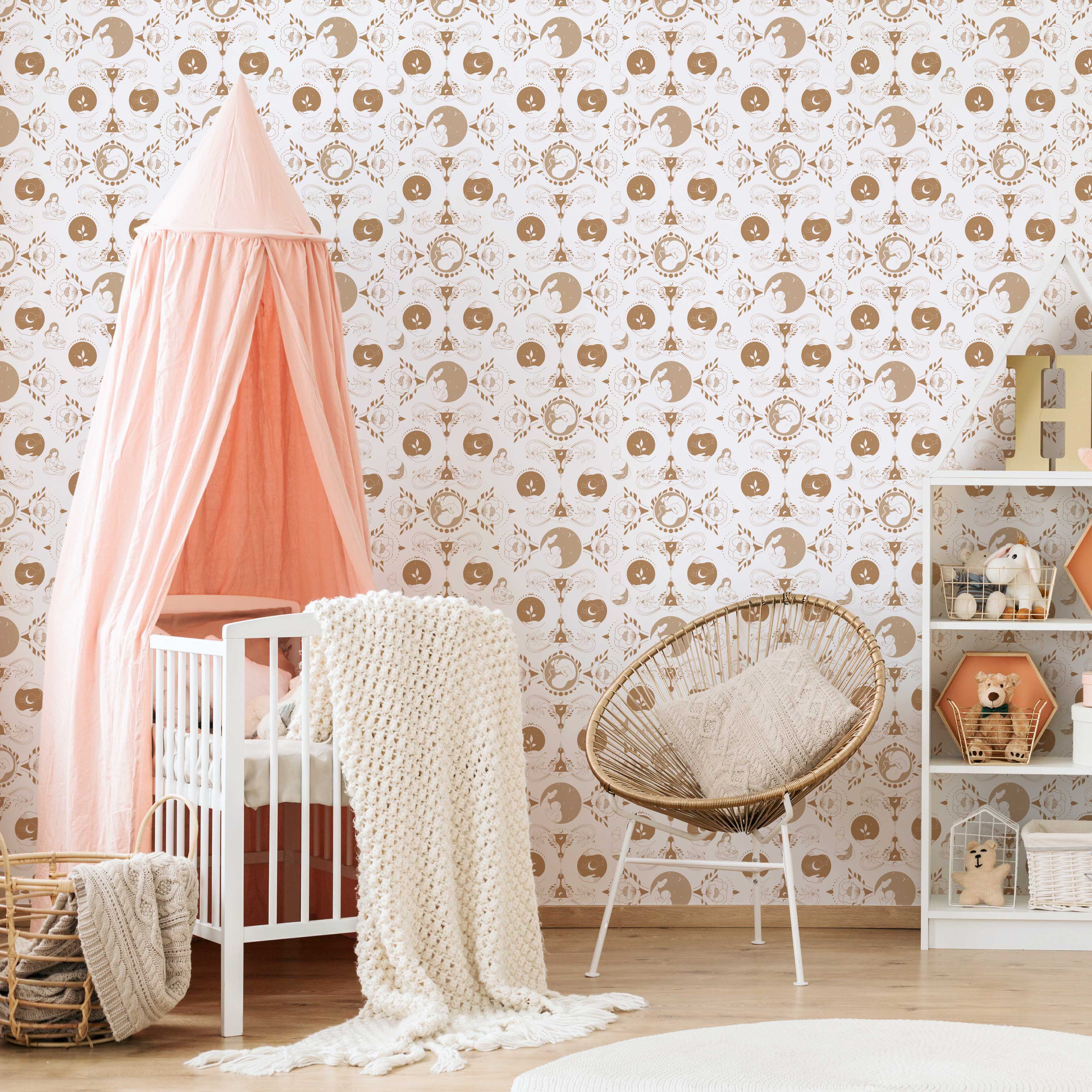 Children's Nursery with Delicate Wallpaper