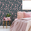 Bedroom with Bold Doodle Wallpaper