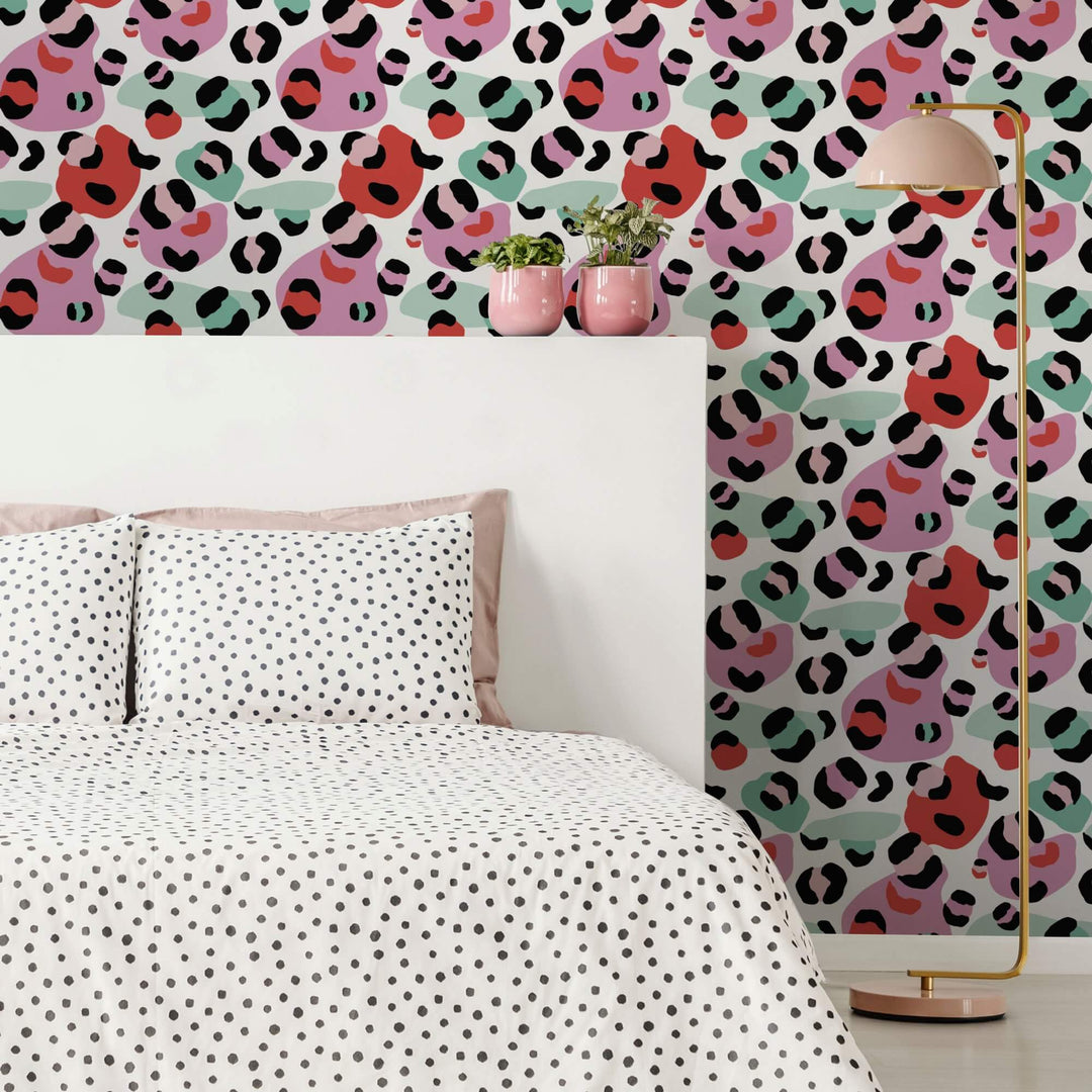 Bedroom with Leopard Print Wallpaper