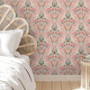 Bedroom with Pink Wallpaper