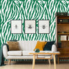 Living Room with Bold Zebra Print Wallpaper