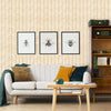 Living Room with Mustard Line Wallpaper