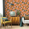 Retro Living Room with Floral Wallpaper Design