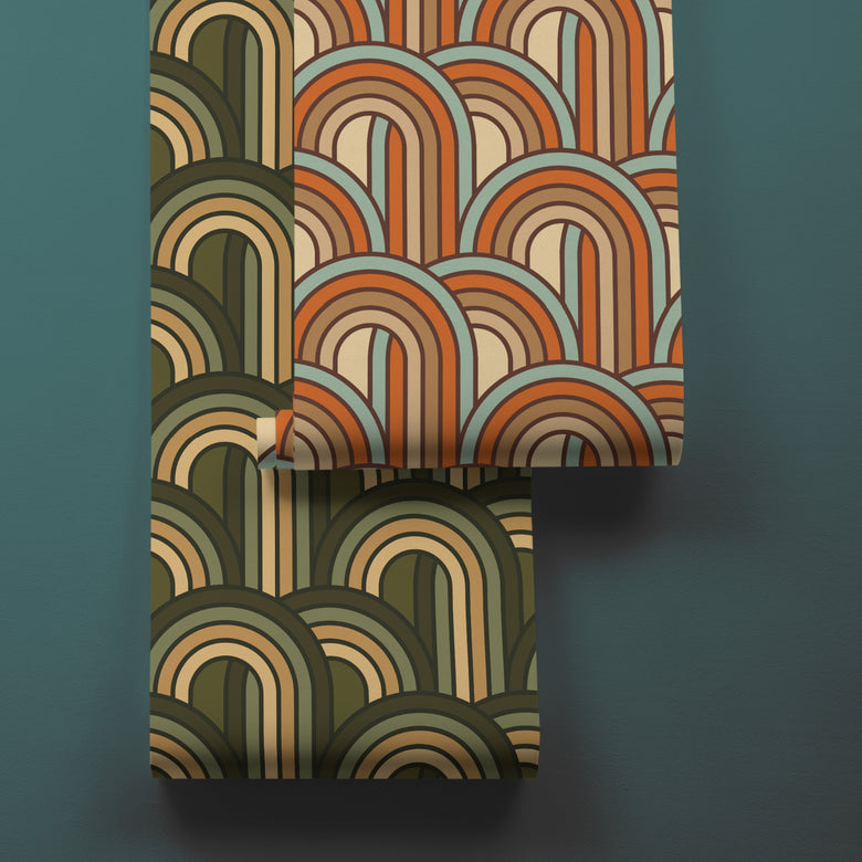 Green and Orange Retro Wallpapers